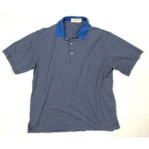 Fairway & Greene L Striped Mercerized Cotton Polo Anchor Logo Navy Blue Golf